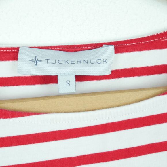 Tuckernuck Small Top Red White Breton Stripe Odie Tee Nautical Preppy Coastal - Picture 2 of 6